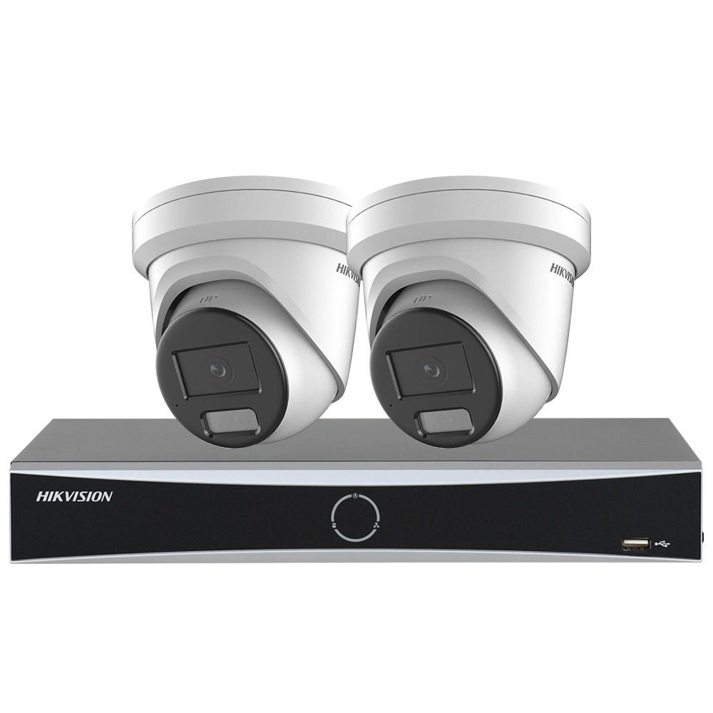 Hikvision 4ch 4POE Security Camera System Darkfighter Acusense IP Cam Built In MIC Plug & Play Night Vision, Motion Alert, Remote Access