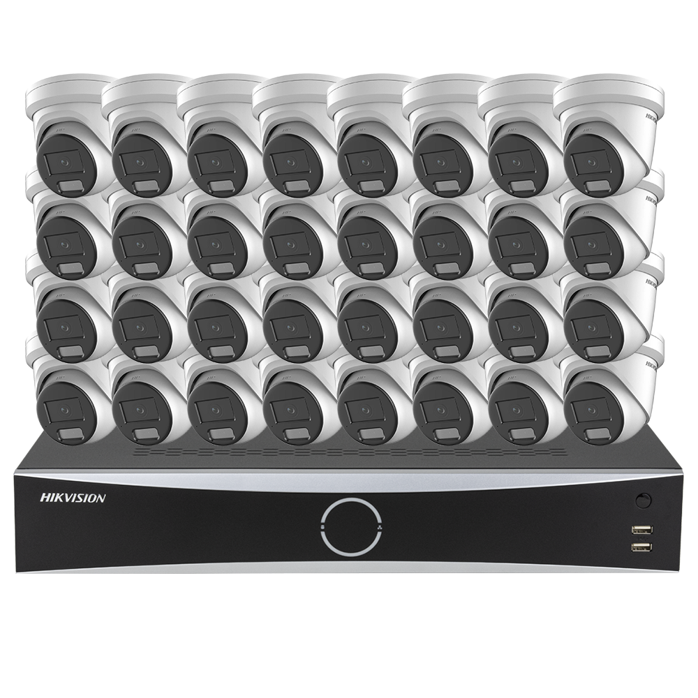 Hikvision 32CH 4K Security Camera System for Commercial Non POE Ports NVR Human Vehicle Detection, Smart Color Night Vision,Built-in mic