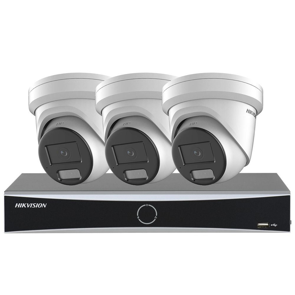 Hikvision 4ch 4POE Security Camera System Darkfighter Acusense IP Cam Built In MIC Plug & Play Night Vision, Motion Alert, Remote Access