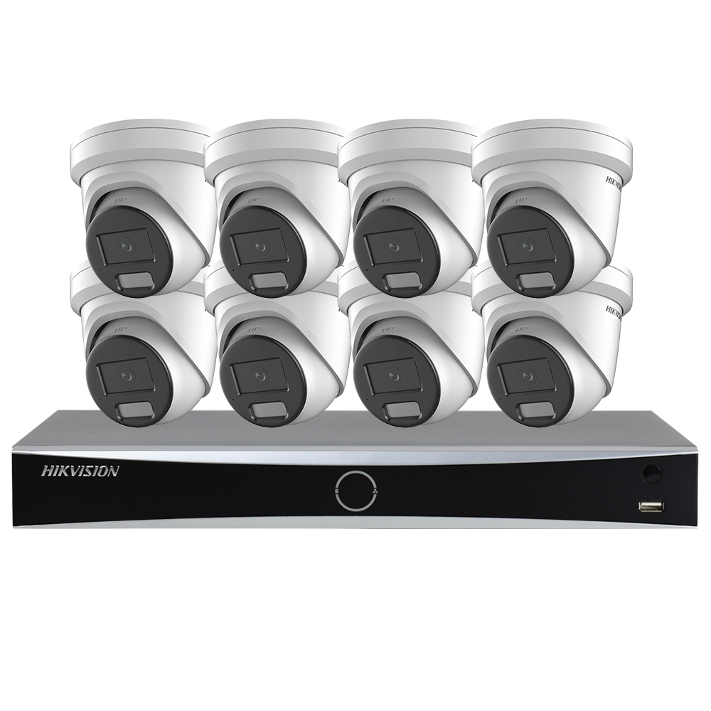 Hikvision 16CH 4K PoE Security Cameras System MIC Acusense Darkfighter Remote Access for Home Business 24/7 Recording