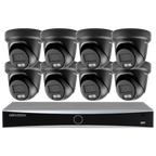 Hikvision 12MP NVR 16 Channel Security Audio PoE IP Camera System, Face Recognition & AcuSearch DarkFighter IP67 CCTV for Businesses
