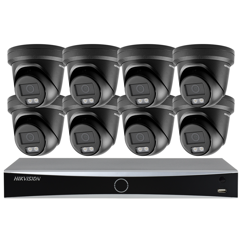Hikvision 12MP NVR 16 Channel Security Audio PoE IP Camera System, Face Recognition & AcuSearch DarkFighter IP67 CCTV for Businesses
