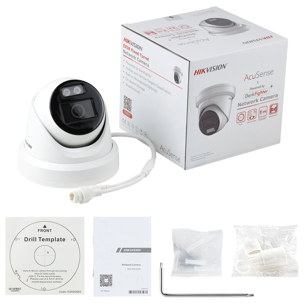 Hikvision DS-2CD2386G2H-I 4K 8 MP Powered by Darkfighter Fixed Turret IP Camera human & vehicle Detection H.265+ 2.8MM Outdoor/Inside