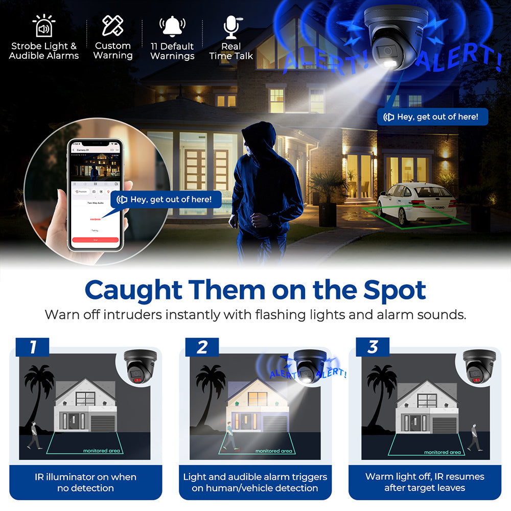 Hikvision Sound Light Alarm 2way Audio DS-2CD2387G2H-LISU/SL 2.8mm 8 MP Smart Hybrid Light with ColorVu Turret Network Camera