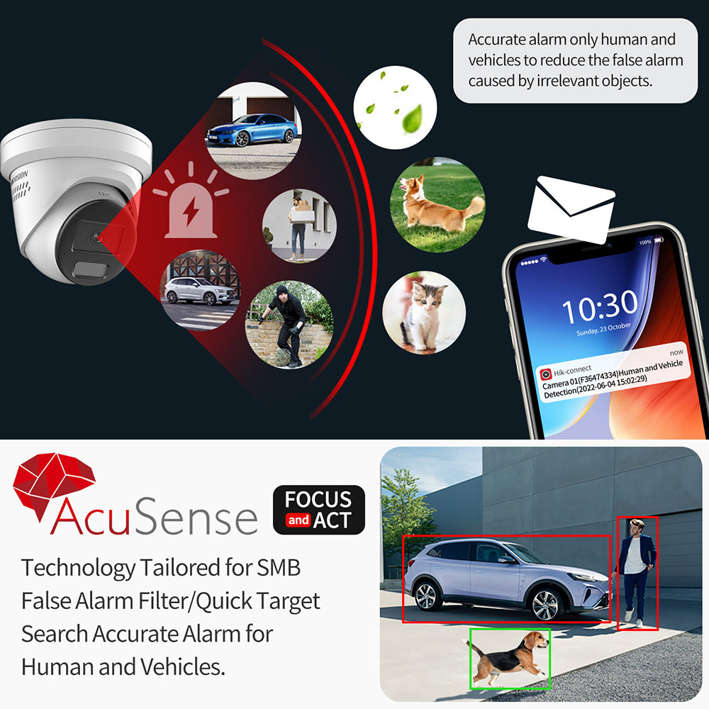 Hikvision 8MP DS-2CD2387G2H-LISU/SL Two-way Talk 2.8mm Smart Hybrid Light with ColorVu Turret Network Camera Active strobe light & audio alarm