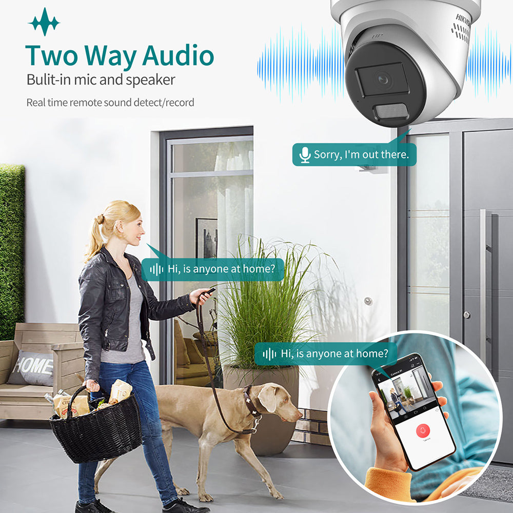 Hikvision 8MP DS-2CD2387G2H-LISU/SL Two-way Talk 2.8mm Smart Hybrid Light with ColorVu Turret Network Camera Active strobe light & audio alarm