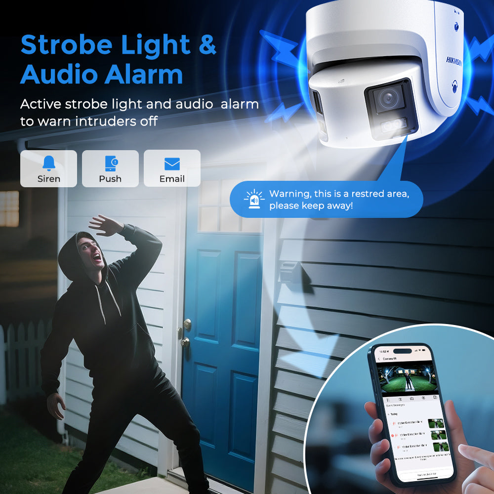 Hikvision DS-2CD2387G2P-LSU/SL 8MP 180° Panoramic ColorVu IP Camera Mic Speaker