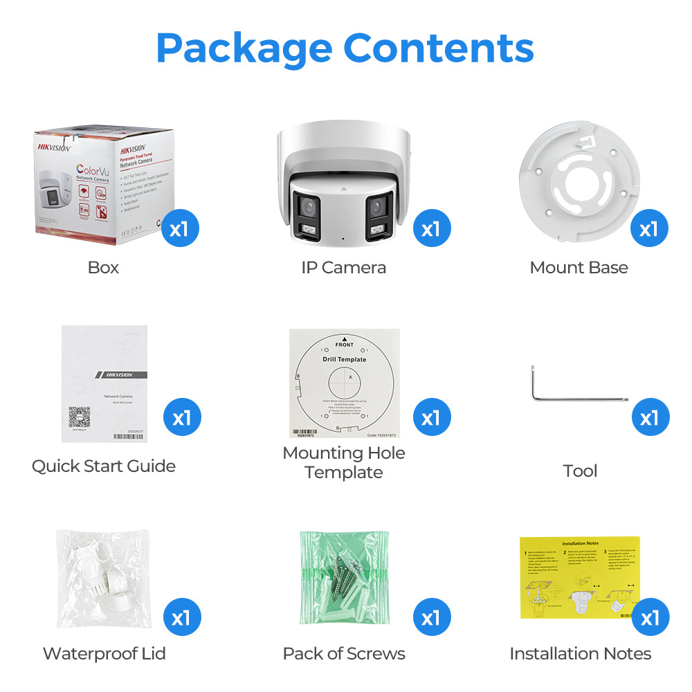 Hikvision DS-2CD2387G2P-LSU/SL 8MP 180° Panoramic ColorVu IP Camera Mic Speaker