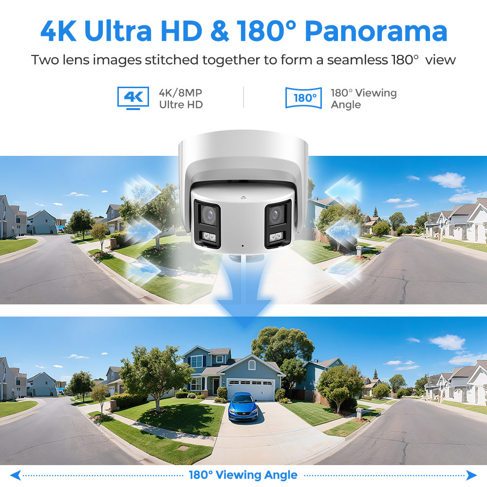 Hikvision DS-2CD2387G2P-LSU/SL 8MP 180° Panoramic ColorVu IP Camera Mic Speaker