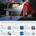 Hikvision 8MP 4K Acusense Smart Hybrid Light Eyeball POE Network IP Camera DS-2CD2383G2-LI2U Built-in mic night vision WDR