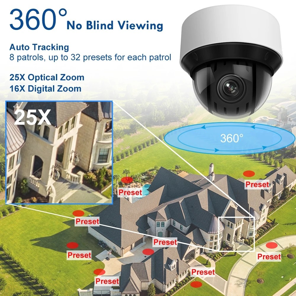 Hikvision 4MP DS-2DE4A425IWG-E 25X Zoom PTZ DarkFighter IP Camera Auto-Tracking