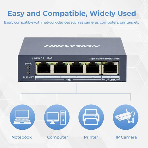 Hikvision original PoE Switch 4ch DS-3E0505P-E 4 Port Unmanaged Gigabit 10Gbps