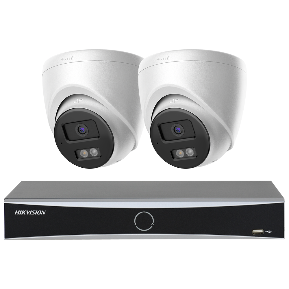 Hikvision 4ch 4POE Security Camera System 8 MP 4K Smart Hybrid Light Turret Network Camera 2.8MM Motion Detection Plug & Play