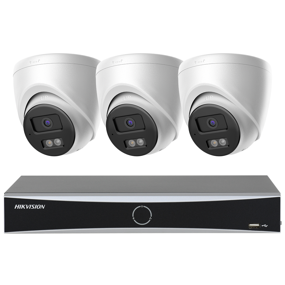 Hikvision 4ch 4POE Security Camera System 8 MP 4K Smart Hybrid Light Turret Network Camera 2.8MM Motion Detection Plug & Play