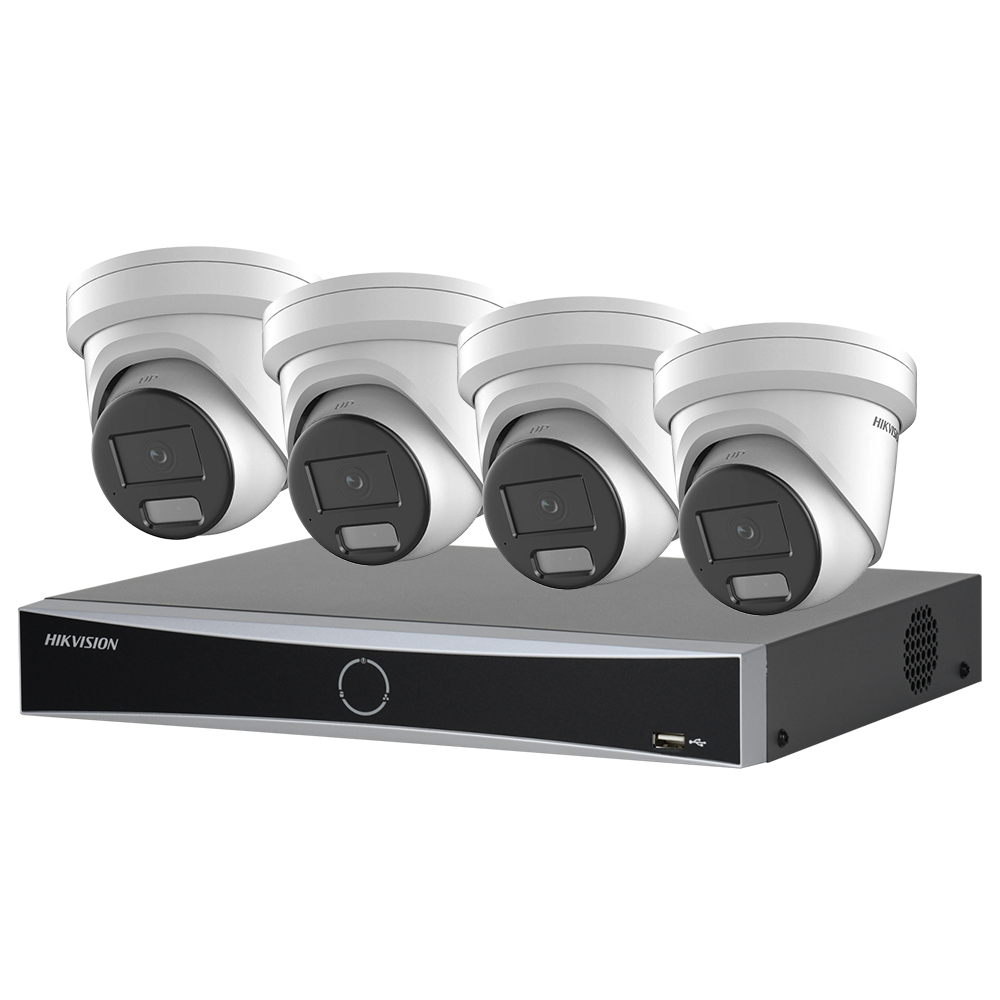 Hikvision 4CH 8MP IP CCTV Camera System PoE AcuSense 4Channels 4PoE NVR 8MP ColorVu Built in MIC Smart Hybrid Light Lot