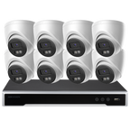 Hikvision 8-Channel 8PoE NVR Kit with 8MP 4K Turret Dome IP Cameras Smart Hybrid Light Built-in Mic Smart Motion Detection SD Card Slot 2SATA Remote Access App