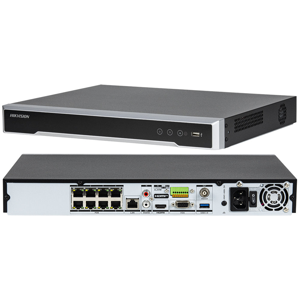 DS-7608NI-M2/8P Hikvision 32MP 8K 8CH 8POE 2-SATAs interfaces 1U NVR Network Video Recorder