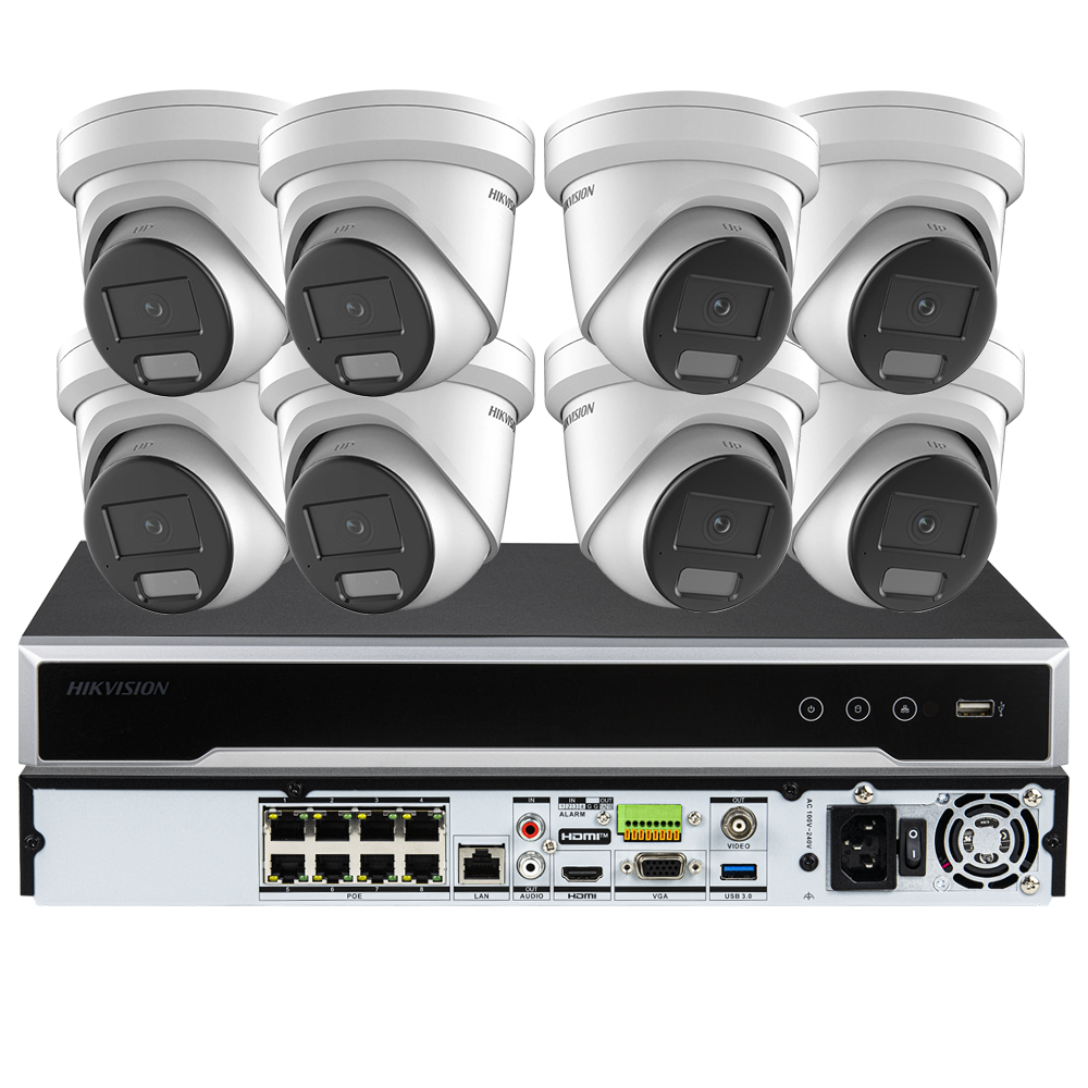 Hikvision 8CH 4MP IP CCTV Camera System PoE 8Channels 8PoE 8K NVR 4MP ColorVu Built in MIC Smart Hybrid Light Lot