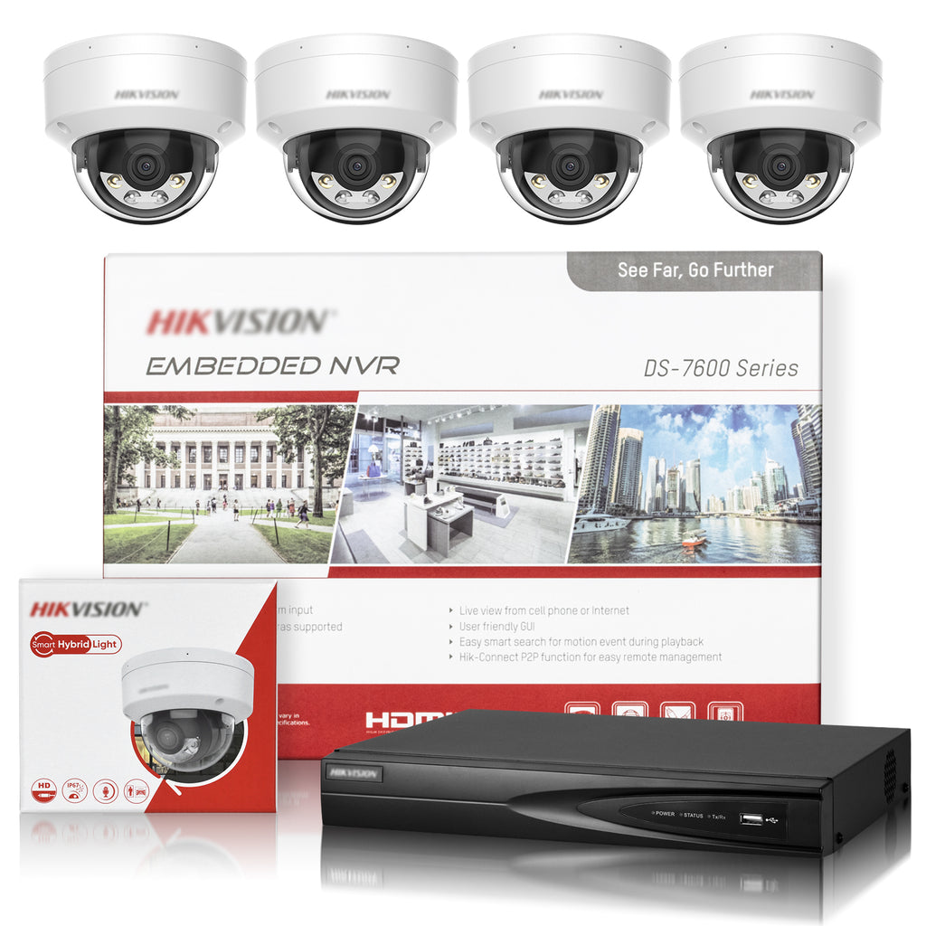 Hikvision 8CH PoE Security Camera System, 4K 8MP Dome IP Cameras Outdoor, DS-7608NI-Q1/8P with 8MP DS-2CD1183G2-LIUF, Smart Hybrid Light Color Night Vision, Mic, Human Vehicle Detection, IP67, CCTV Surveillance Kit for Home Business