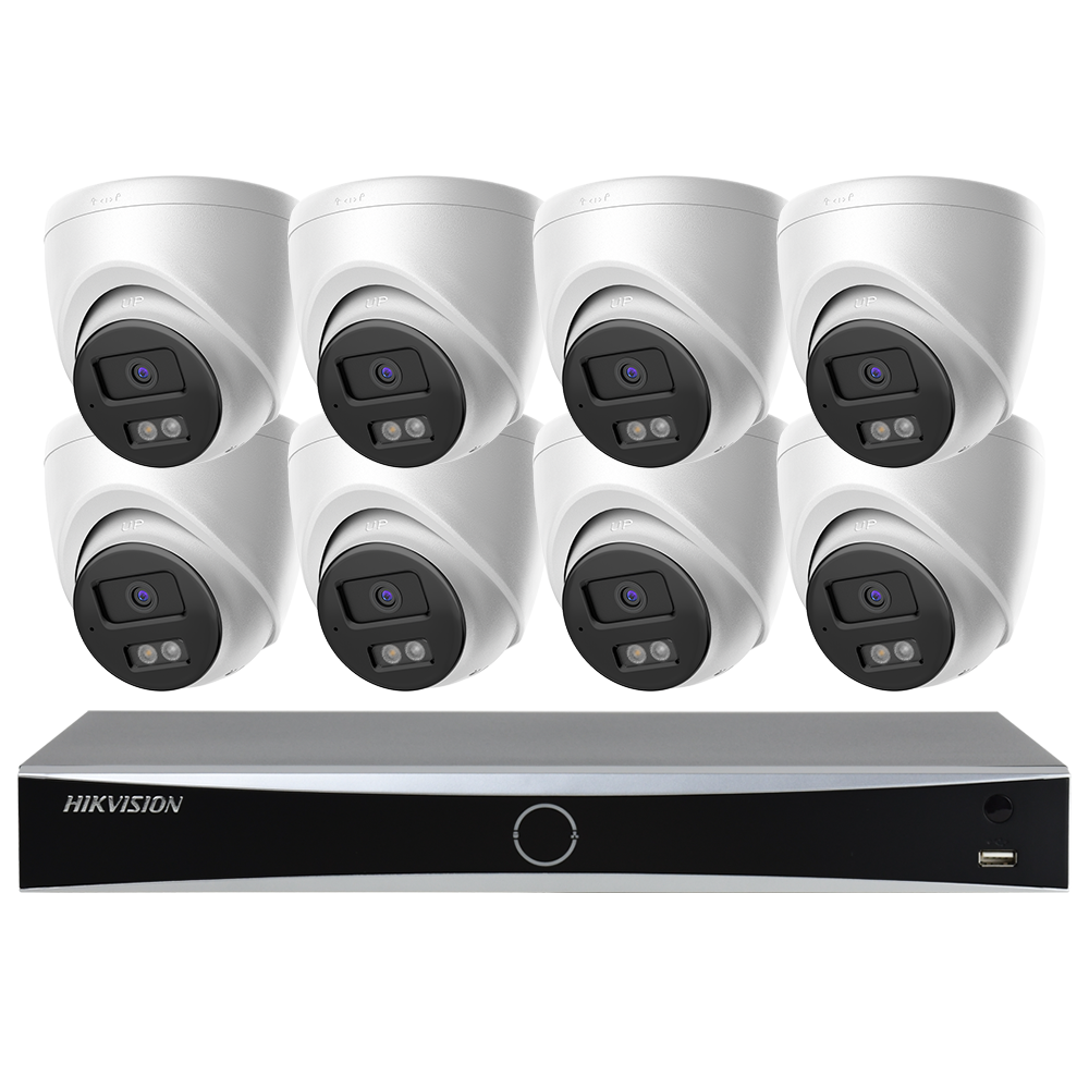 Hikvision 8ch Security Camera Kits AcuSense 4K NVR 8 MP Smart Hybrid Light Turret IP Cam