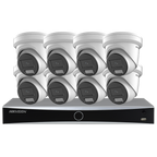 Hikvision DS-7608NXI-I2/8P/S 4K AcuSense NVR+DS-2CD2387G2H-LIU 8MP ColorVu Built in MIC Smart Hybrid Light IP Camera Lot