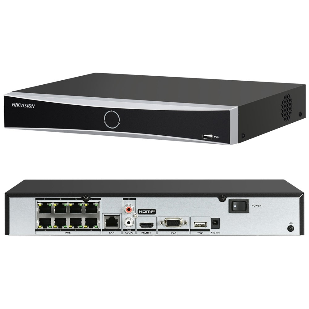 Hikvision DS-7608NXI-K1/8P 8-ch 8 PoE 1U AcuSense 4K NVR 80 Mbps for 12 MP/8 MP/6 MP/5 MP/4 MP/3 MP/1080p IP Camera