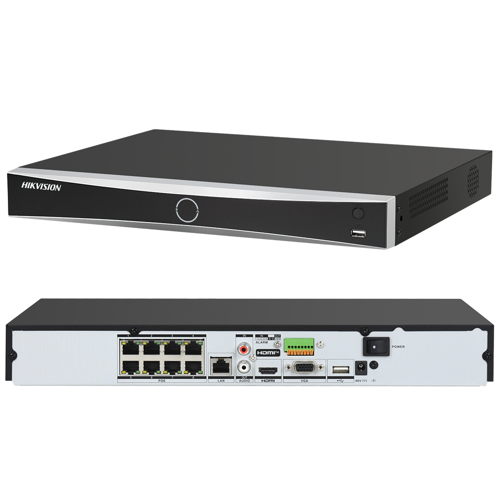 Hikvision DS-7608NXI-K2/8P 8-ch PoE 1U AcuSense 4K NVR 8CH 4K 8-Channel PoE AcuSense NVR Network Video Recorder Human/Vehicle Detection  Plug & Play with HIK IP Camera