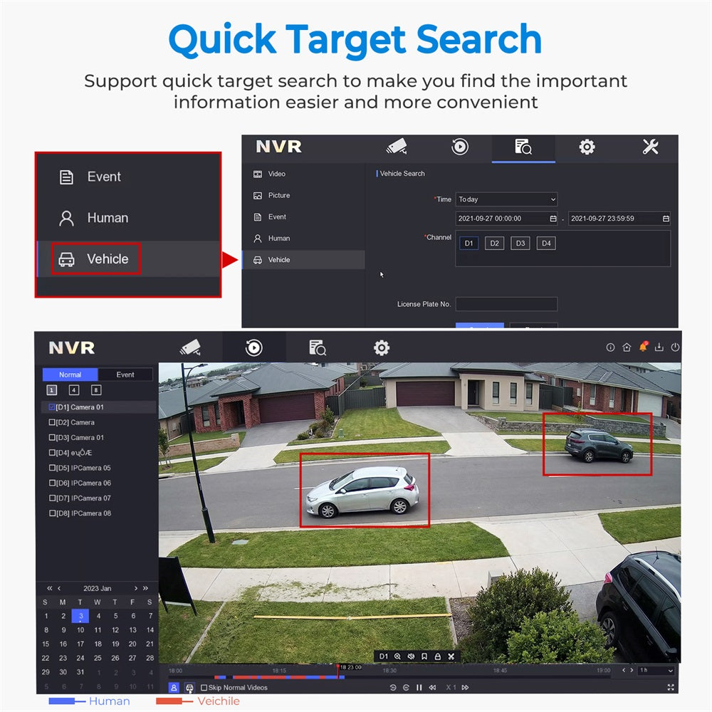 Hikvision DS-7608NXI-K2/8P 8-ch PoE 1U AcuSense 4K NVR 8CH 4K 8-Channel PoE AcuSense NVR Network Video Recorder Human/Vehicle Detection  Plug & Play with HIK IP Camera
