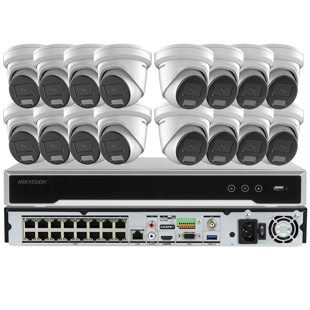 Hikvision 16CH 4MP IP CCTV Camera System PoE 16Channels 16PoE 8K NVR 4MP ColorVu Built in MIC Smart Hybrid Light IP Cameraa Lot