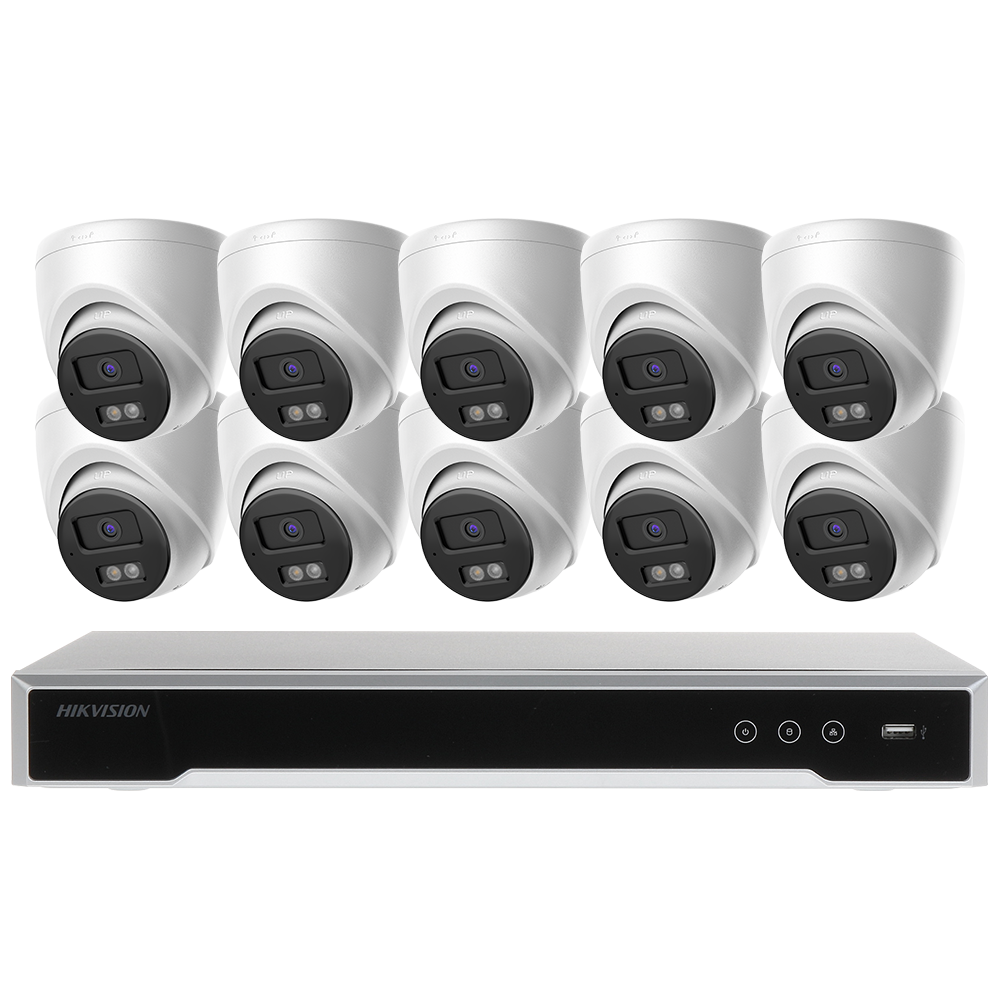Hikvision 16ch POE Acusense NVR 4K IP Security Camera System Surveillance DS-7616NI-Q2-16P with DS-2CD1383G2-LIUF Indoor Outdoor Turret 2.8MM People & Vehicle Detection