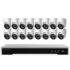 Hikvision 16ch POE Acusense NVR 4K IP Security Camera System Surveillance DS-7616NI-Q2-16P with DS-2CD1383G2-LIUF Indoor Outdoor Turret 2.8MM People & Vehicle Detection