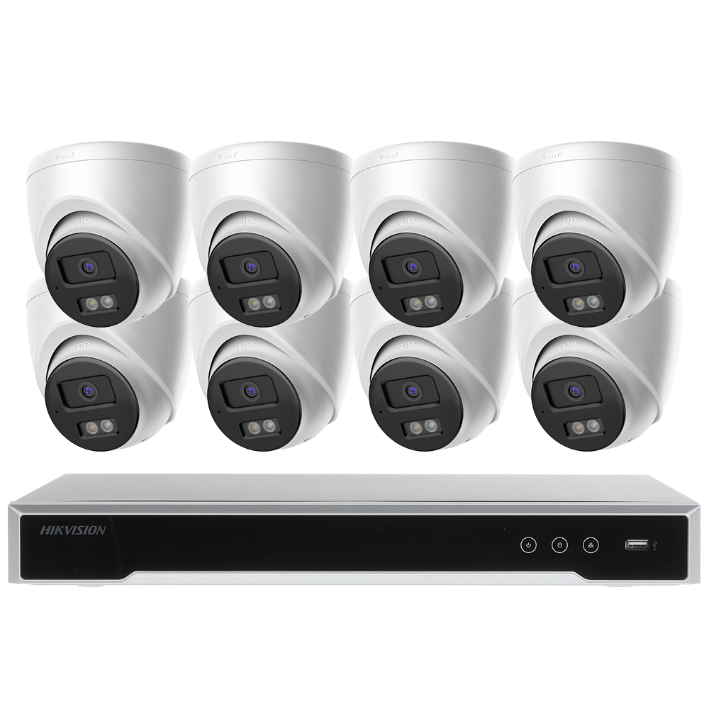 Hikvision 16ch POE Acusense NVR 4K IP Security Camera System Surveillance DS-7616NI-Q2-16P with DS-2CD1383G2-LIUF Indoor Outdoor Turret 2.8MM People & Vehicle Detection
