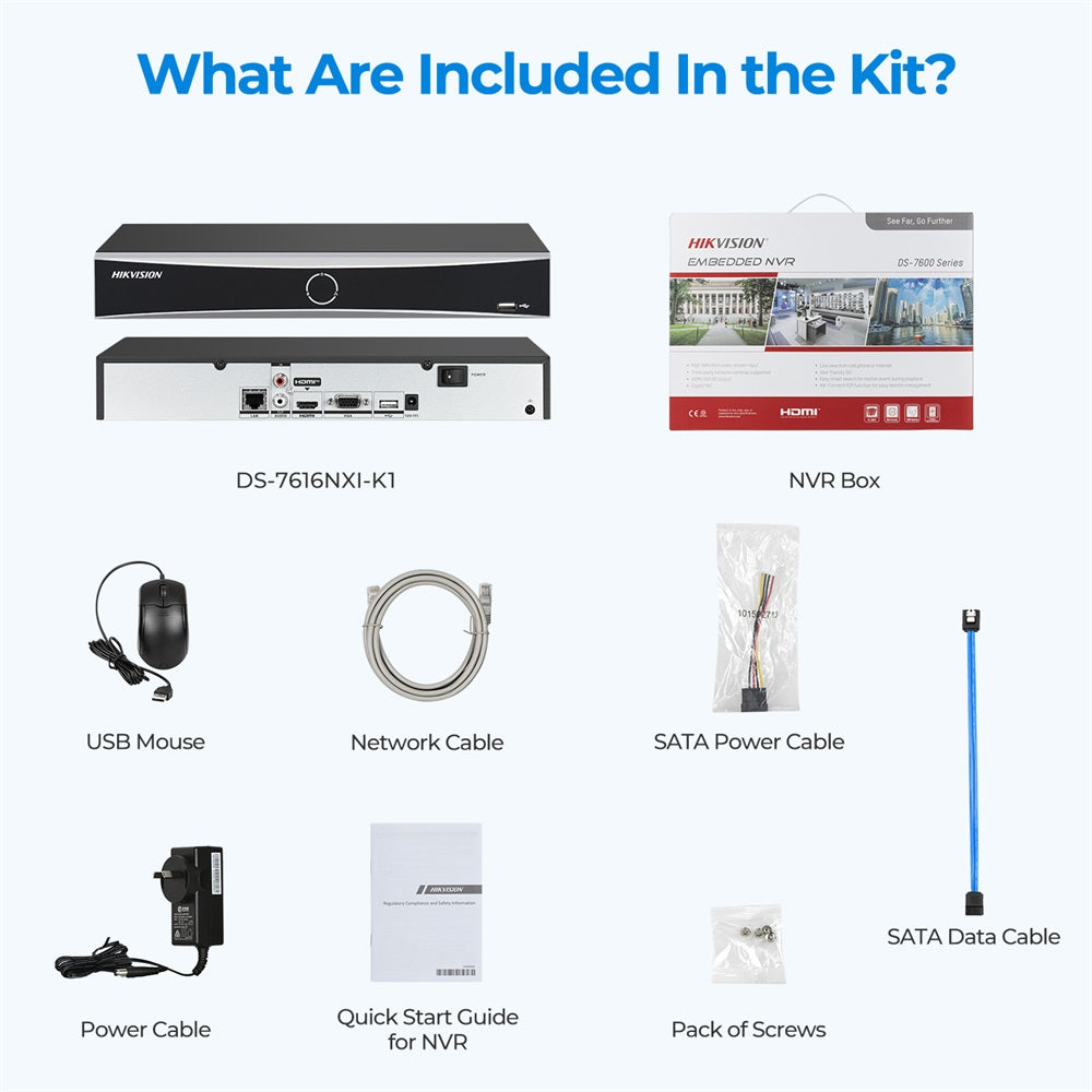 Hikvision DS-7616NXI-K1 16CH AcuSense 4K NVR Network Video Recorder (No Hard Drive), Human/Vehicle Detection, 160Mbps Bandwidth, 12MP Decoding, H.265+, Plug & Play