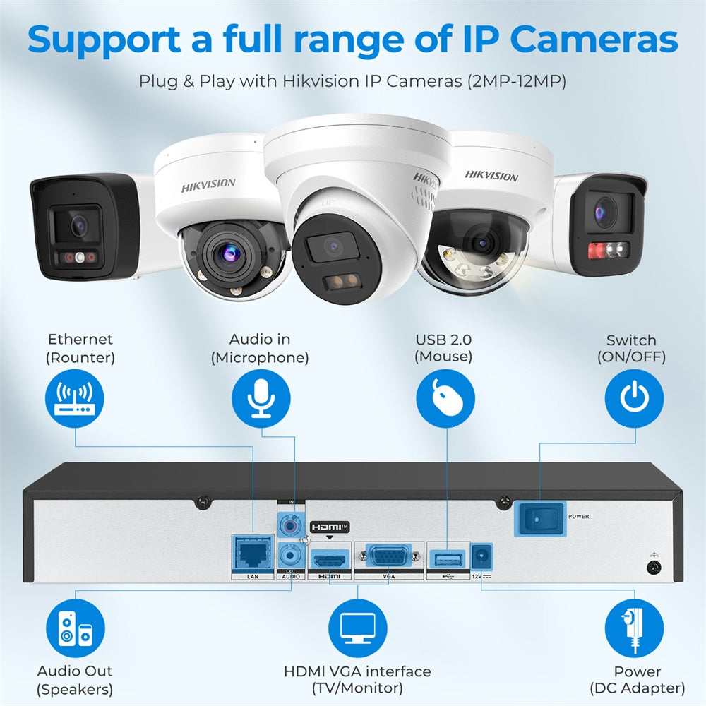Hikvision DS-7616NXI-K1 16CH AcuSense 4K NVR Network Video Recorder (No Hard Drive), Human/Vehicle Detection, 160Mbps Bandwidth, 12MP Decoding, H.265+, Plug & Play