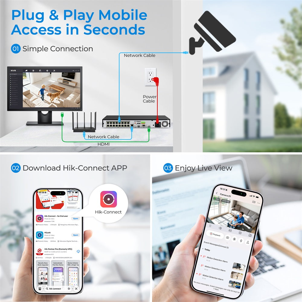 Hikvision DS-7616NXI-K2/16P 16CH PoE AcuSense 4K NVR Network Video Recorder (No Hard Drive), Human/Vehicle Detection, 160Mbps Bandwidth, 12MP Decoding, H.265+, Plug & Play