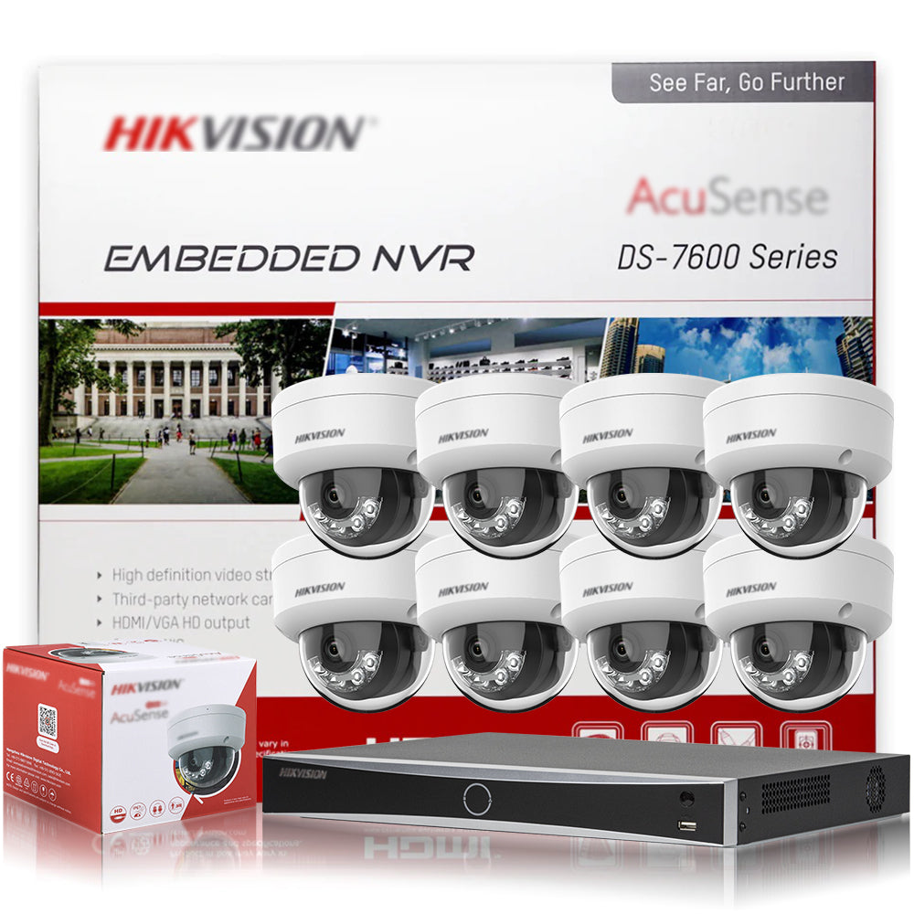 Hikvision 8MP 4K 16ch PoE Vandal-Proof Dome Security Camera System Smart Hybrid Light AI Human & Vehicle Detection IP67 IK10 Outdoor Surveillance Kit DS-2CD2183G2-LIS2U DS-7616NXI-K2/16P