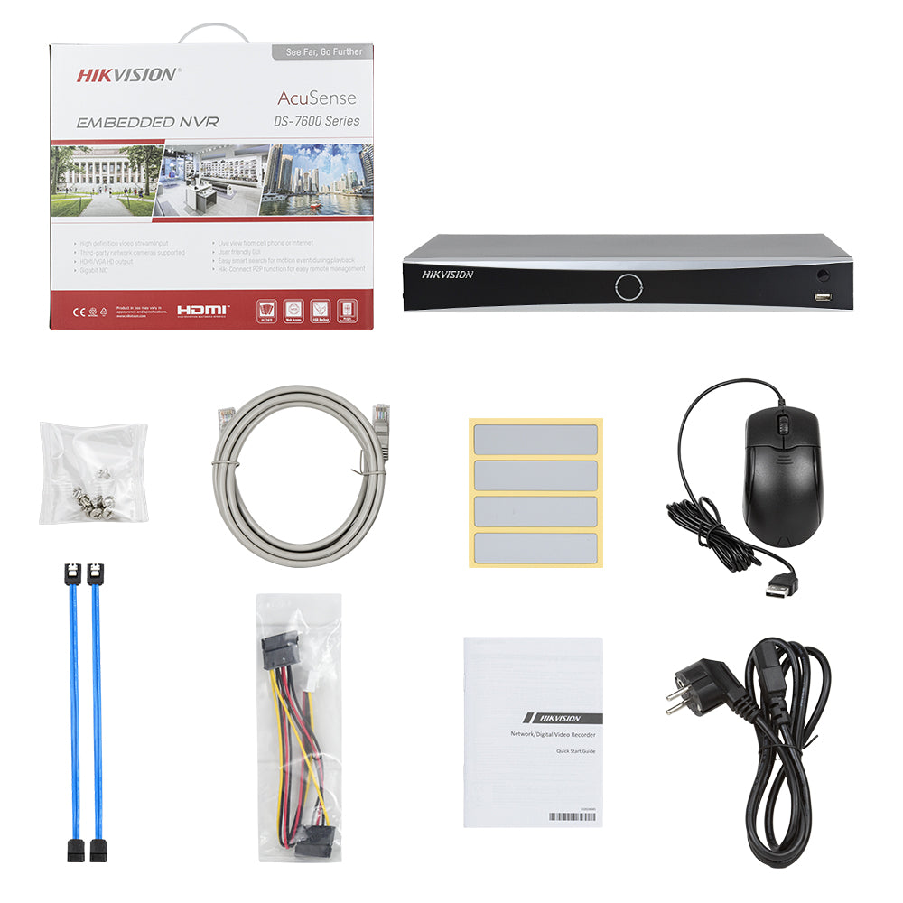 Hikvision 12MP NVR 16 Channel Security Audio PoE IP Camera System, Face Recognition & AcuSearch DarkFighter IP67 CCTV for Businesses
