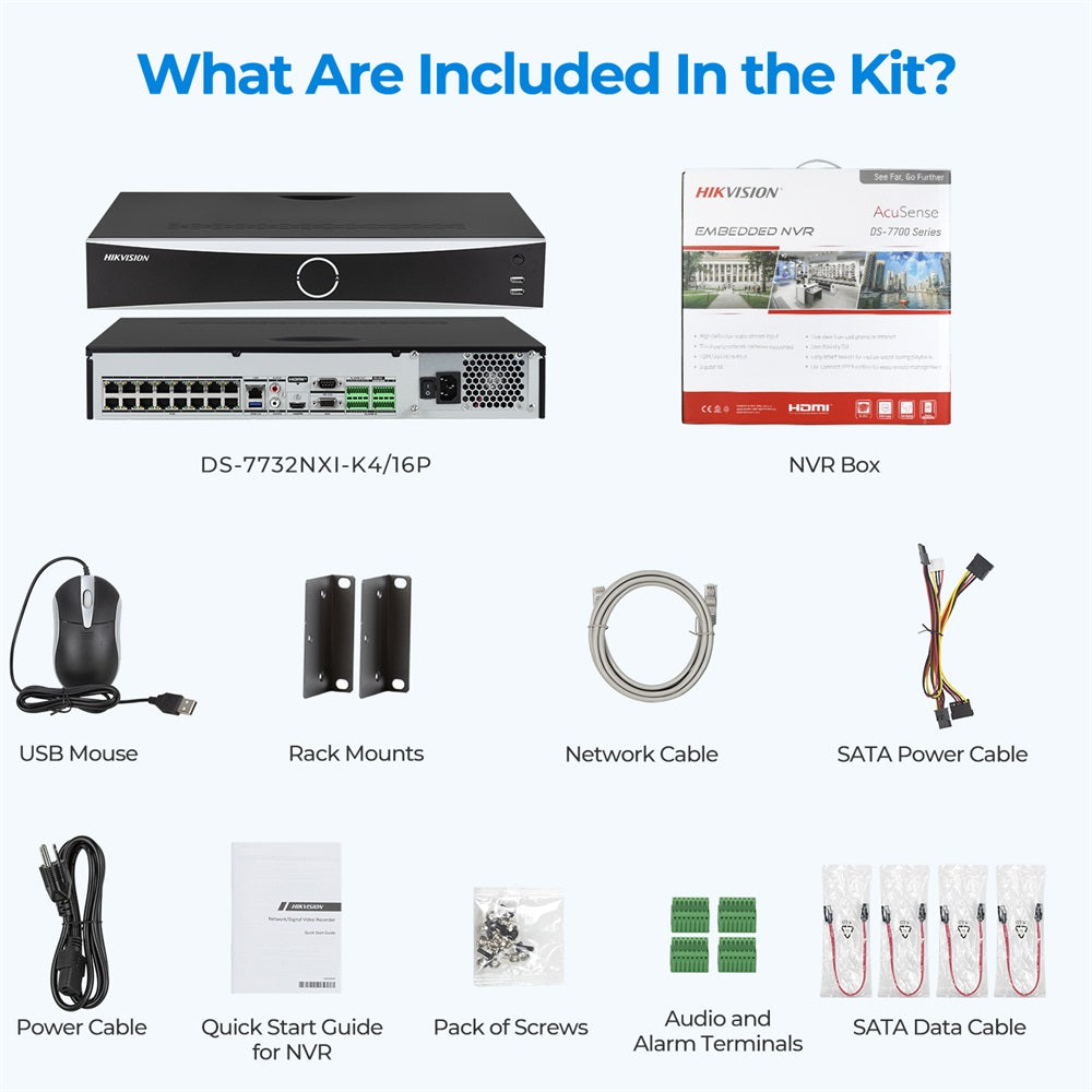 Hikvision 32CH 16POE 4K Security Camera System 8MP Smart Hybrid Night Ai indoor Outdoor Waterproof IP Camera P2P Audio Record Set