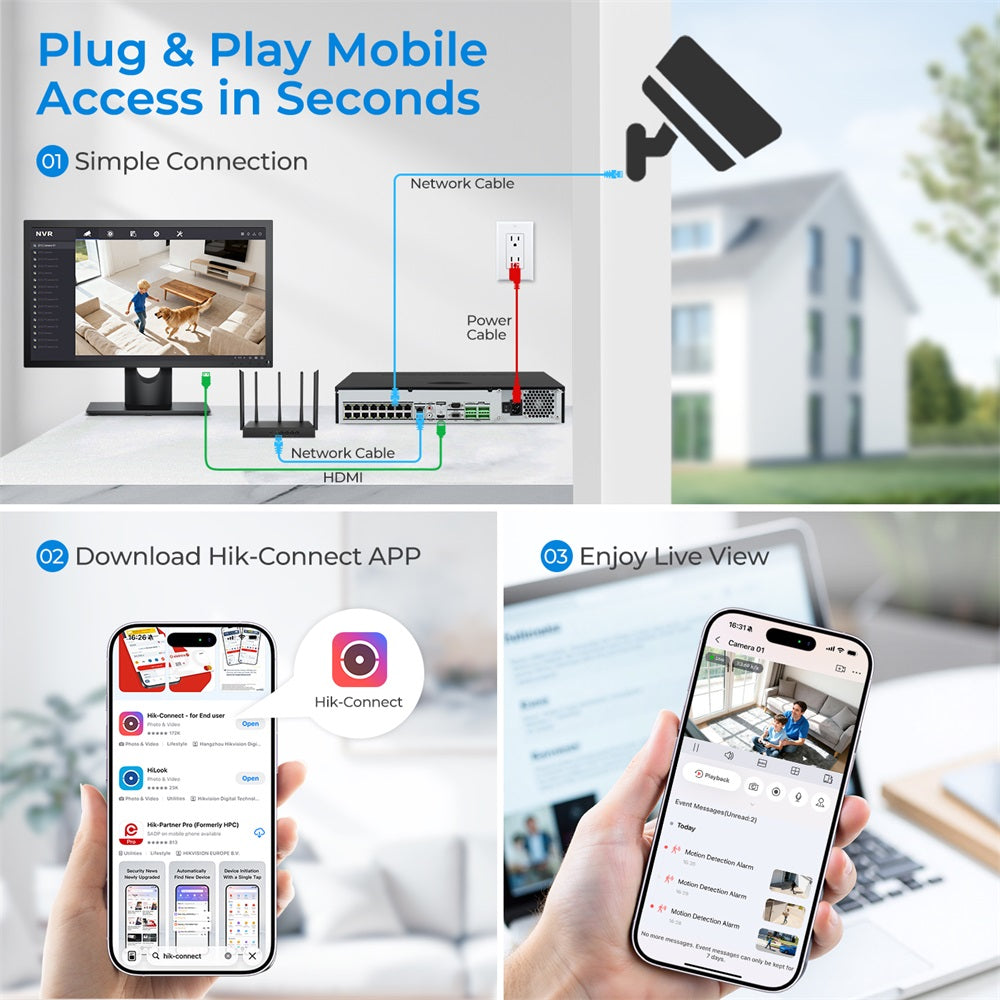 Hikvision 32CH 16POE 4K Security Camera System 8MP Smart Hybrid Night Ai indoor Outdoor Waterproof IP Camera P2P Audio Record Set