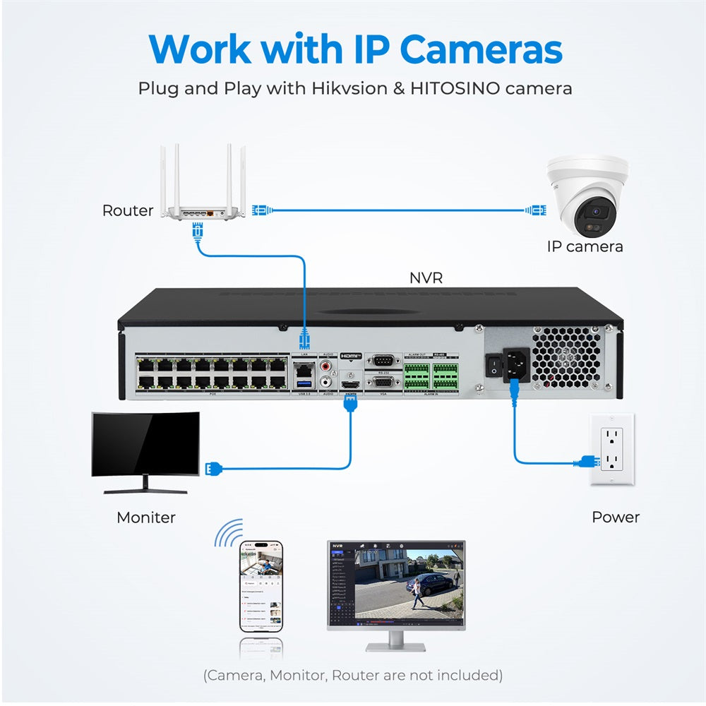 Hikvision DS-7732NXI-K4/16P 32-Channel 4K 12MP AcuSense NVR(No Hard Drive), 16 PoE Ports, 4 SATA Bays, H.265 Network Video Recorder with Human & Vehicle Detection