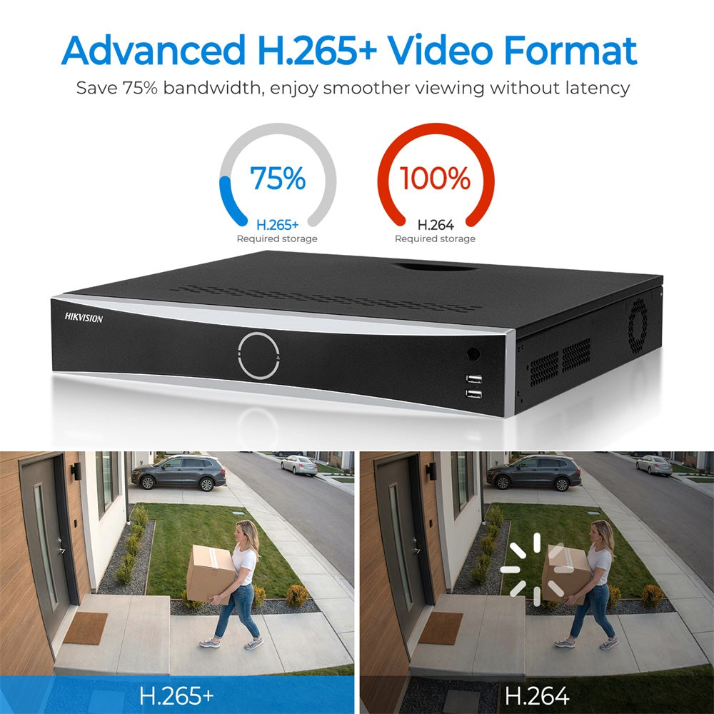 Hikvision DS-7732NXI-K4/16P 32-Channel 4K 12MP AcuSense NVR(No Hard Drive), 16 PoE Ports, 4 SATA Bays, H.265 Network Video Recorder with Human & Vehicle Detection