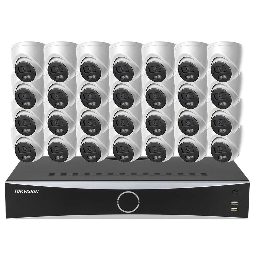 Hikvision 32 Channel 4K Non-PoE Port Security Camera System 8MP Outdoor Indoor Turret Dome 24/7 Surveillance 4SATA
