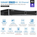 Hikvision 32 Channel 4K Non-PoE Port Security Camera System 8MP Outdoor Indoor Turret Dome 24/7 Surveillance 4SATA