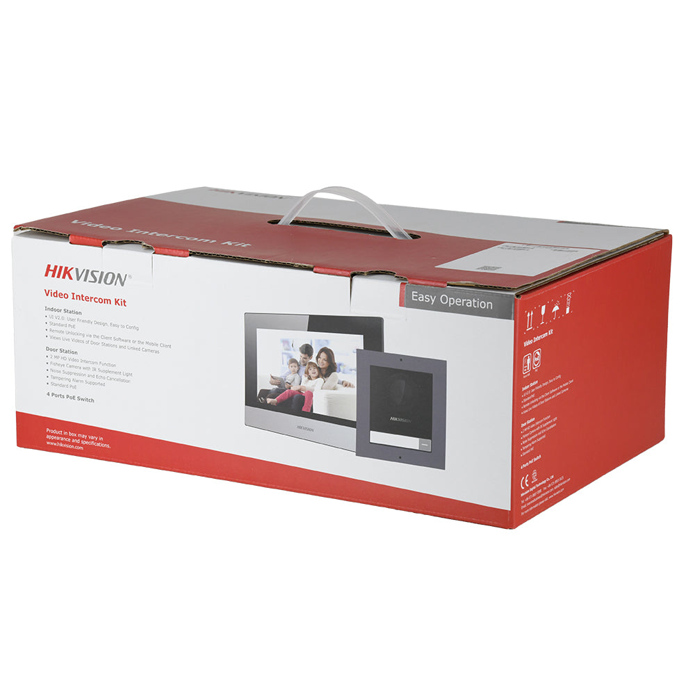 Hikvision DS-KIS602(B) Video Intercom KIT Doorbell Door Station HD Camera Support Unlock, Monitoring, Dual-Way Intercom for Villa Home Office Apartment