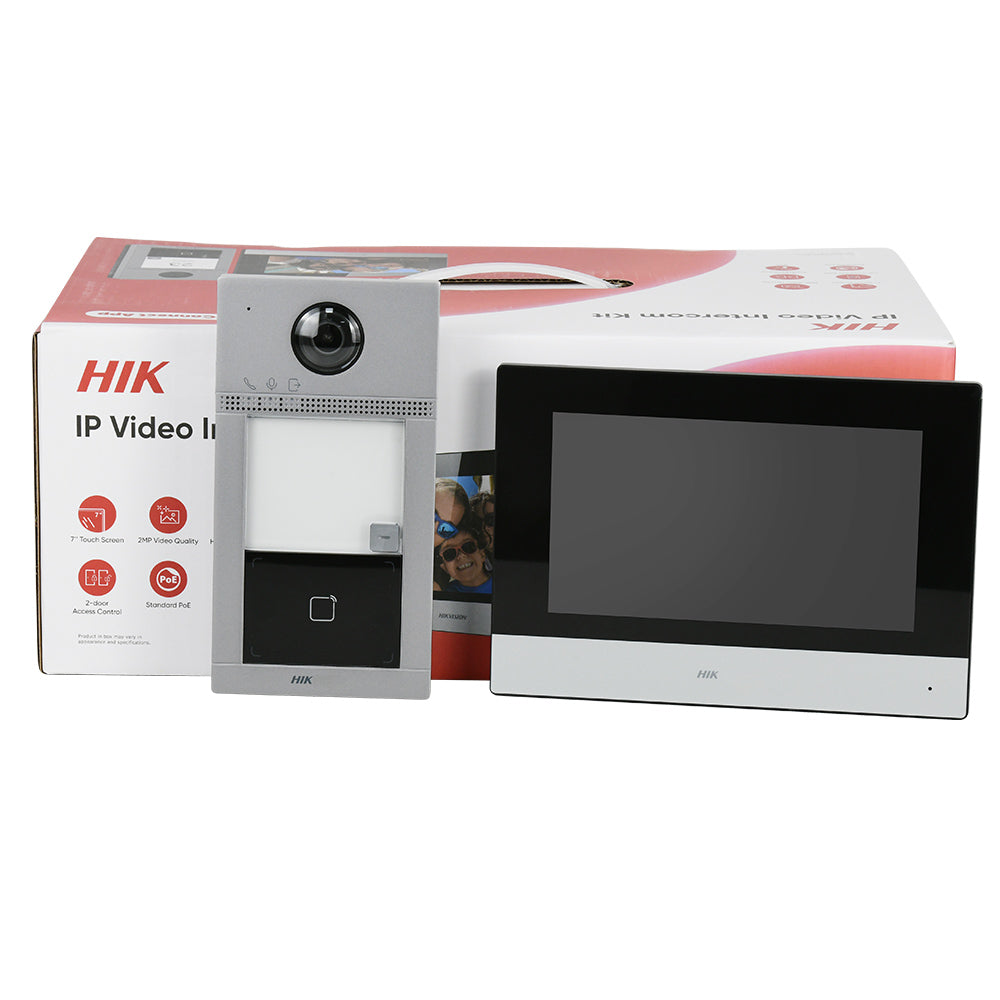 Hikvision DS-KIS604-S(C) Wireless IP video Doorbell intercom kit WiFi 7 Inch Monitor with Metal HD Door Camera (Wired Power) APP Remote 2-Way Audio, Unlock for Home Security System