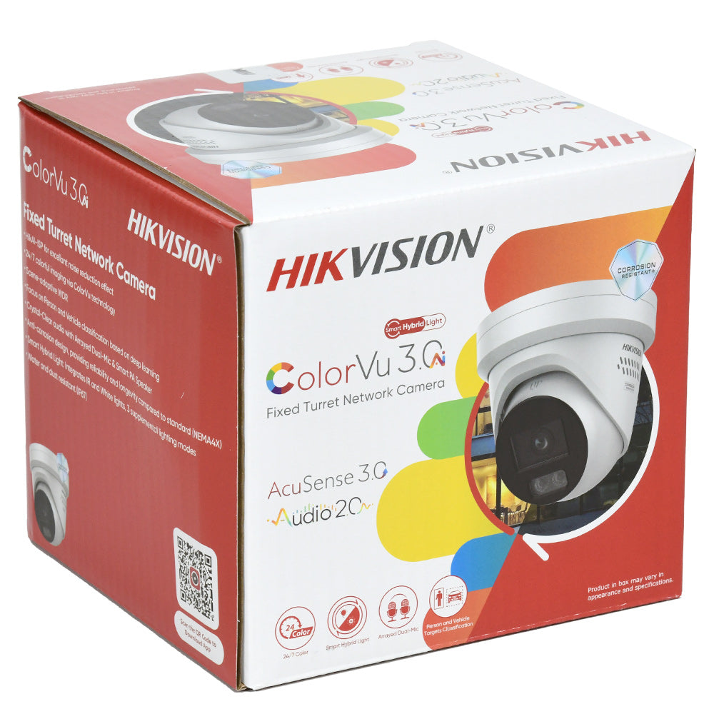 Hikvision 8MP DS-2CD2387G3-LIS2UY/SL ColorVu 3.0 AcuSense 3.0 HikAI-ISP 4K IP Camera 2way audio Active Alarm Anti-corrosion PoE Turret
