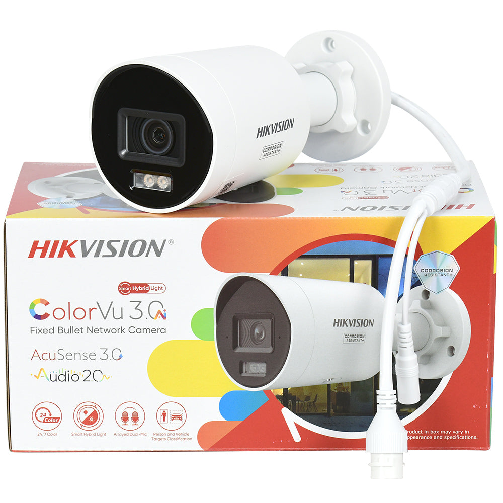 Hikvision DS-2CD2087G3-LI2UY 8MP ColorVu 3.0 AcuSense AI PoE Bullet Camera with Smart Hybrid Light & Built-in Microphone