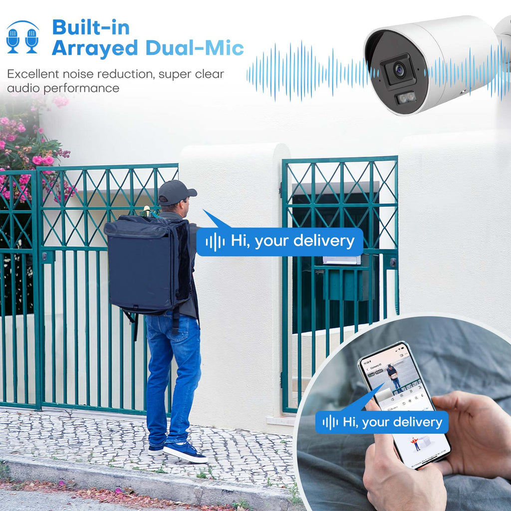 Hikvision Compatible 4MP Built-in 2-way Mic Acusense Smart Hybrid Light Fixed Bullet PoE IP Camera
