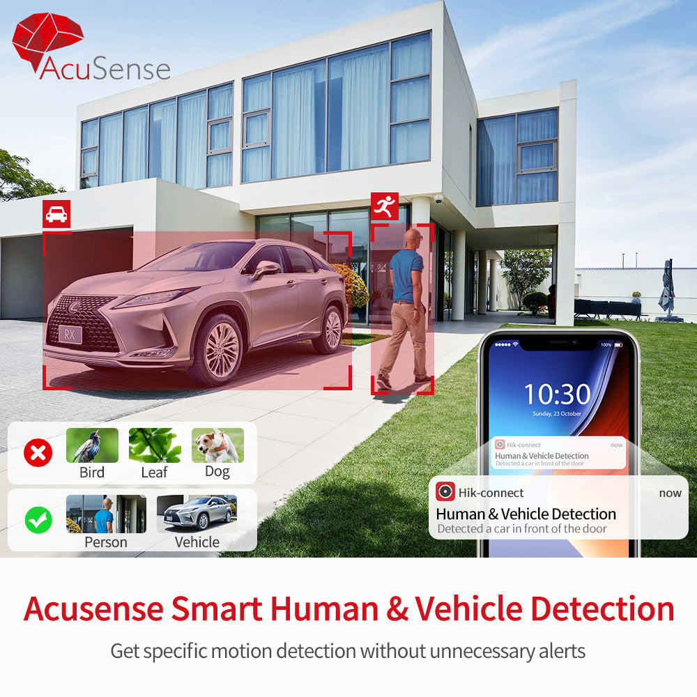 Hikvision Compatible 8MP 4K Built-in 2-way Mic Acusense Smart Hybrid Light POE IP Camera with Motion Detection