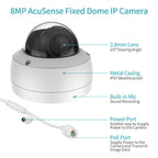 Hikvision Compatible 8MP Acusense Smart Hybrid Light Fixed Dome POE IP Camera with Motion Detection